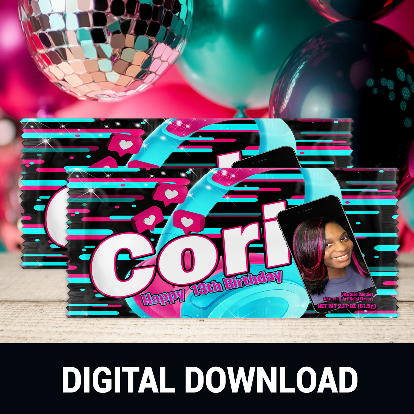 Swipe Up for Fun! Social Media Party Favor Wrappers & Labels | Personalized Digital Party Favor | Digital & Print Options