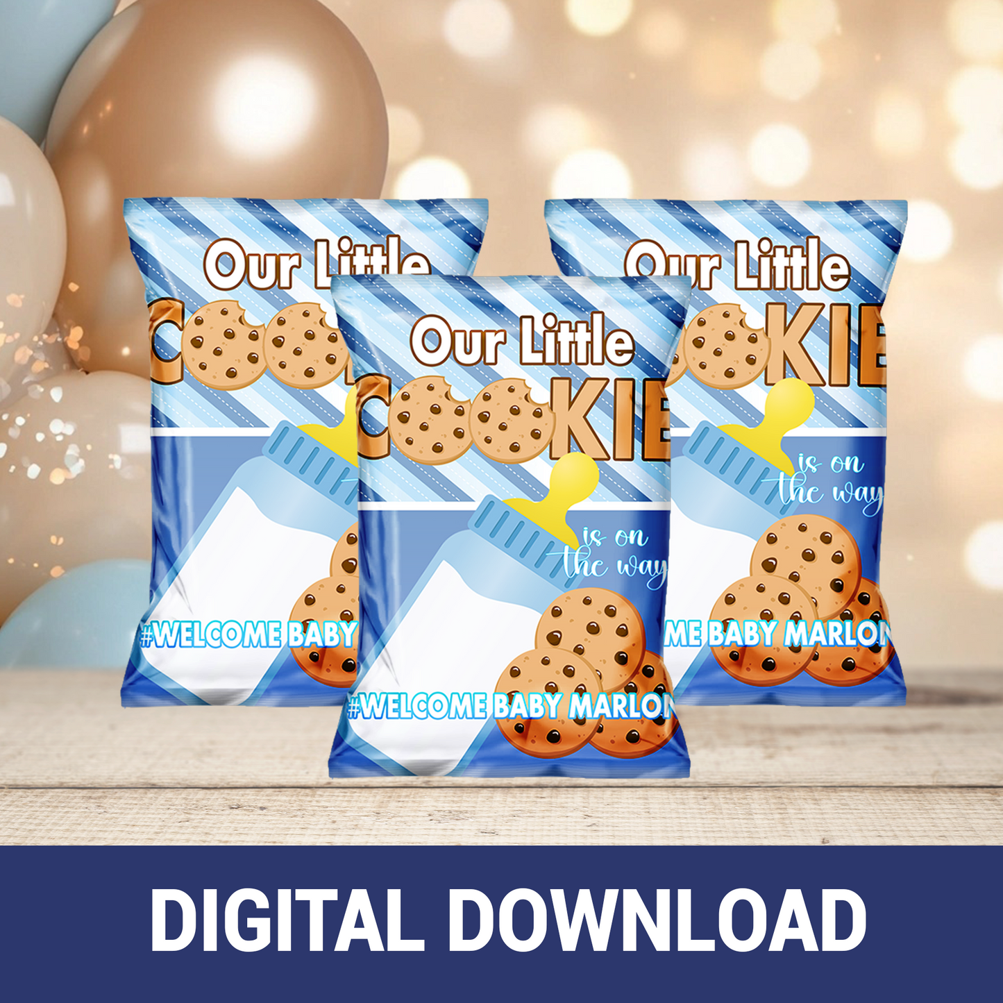 Our Little Cookie Chip Bag Wrapper | Baby Shower Party Favor | Digital & Print Options