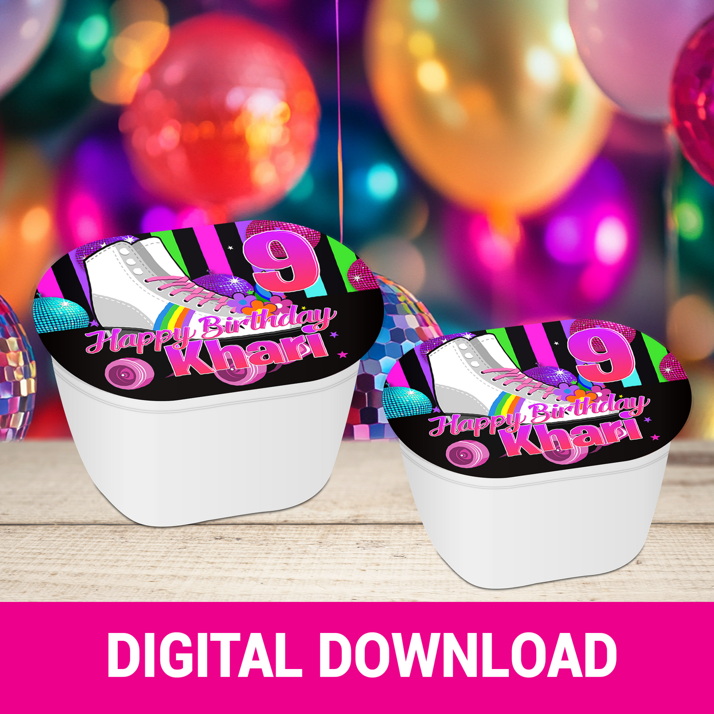 Roll Into Fun! Skate Party Favor Wrappers & Labels | Fun & Trendy Tween and Teen Birthday Party Favors | Digital & Print Options