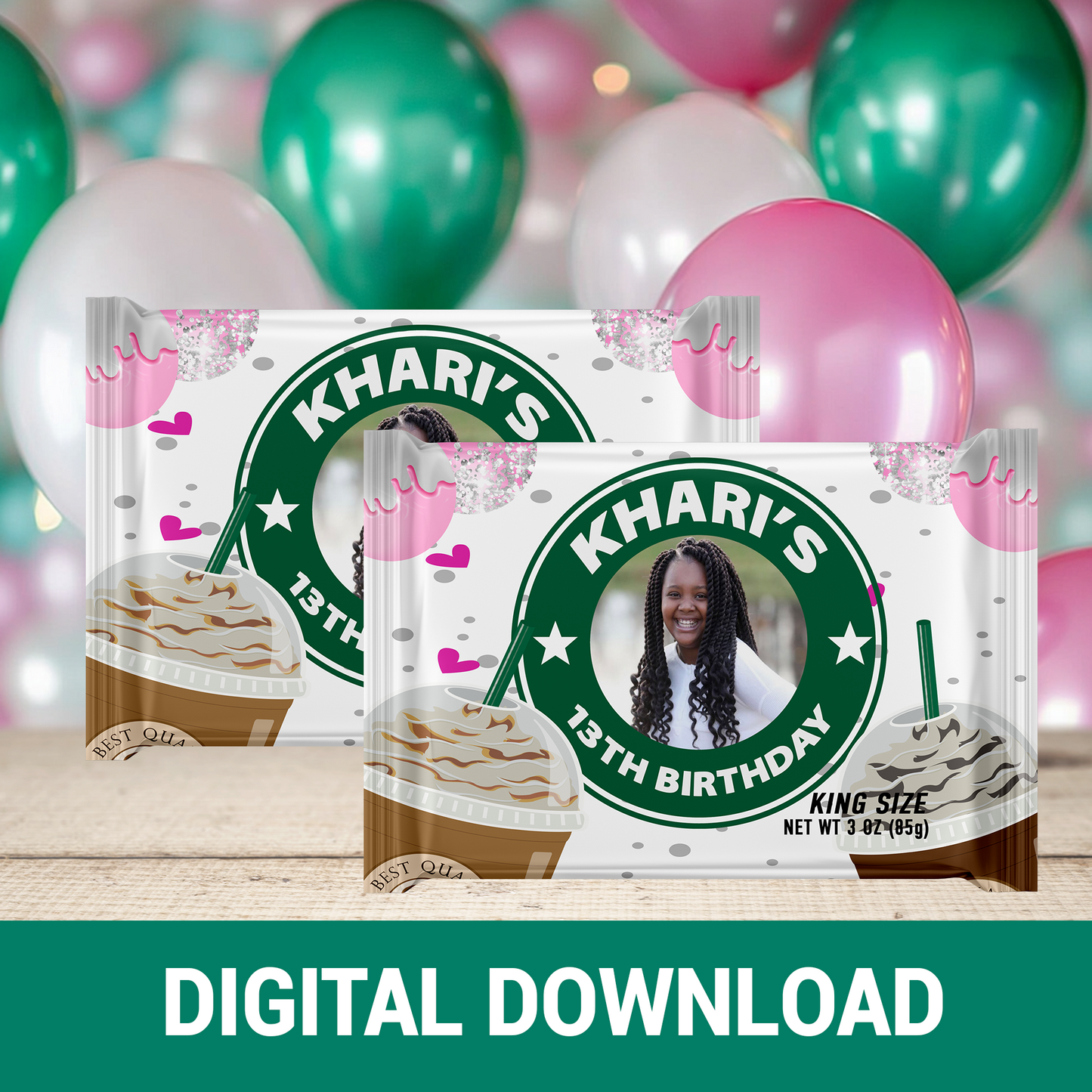 Frappuccino & Friends! Cute Coffee Party Favor Wrappers & Labels | Coffee-Themed Favors | Birthday Party Printable
