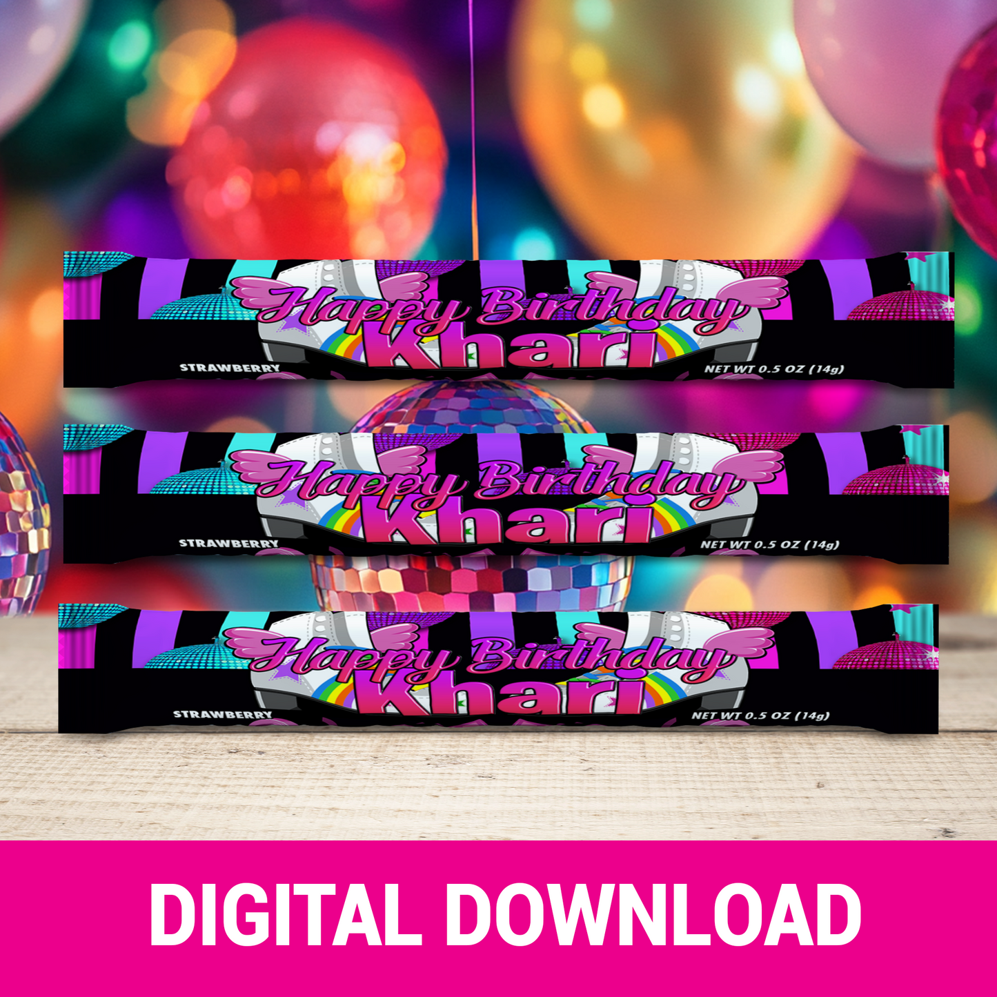 Roll Into Fun! Skate Party Favor Wrappers & Labels | Fun & Trendy Tween and Teen Birthday Party Favors | Digital & Print Options