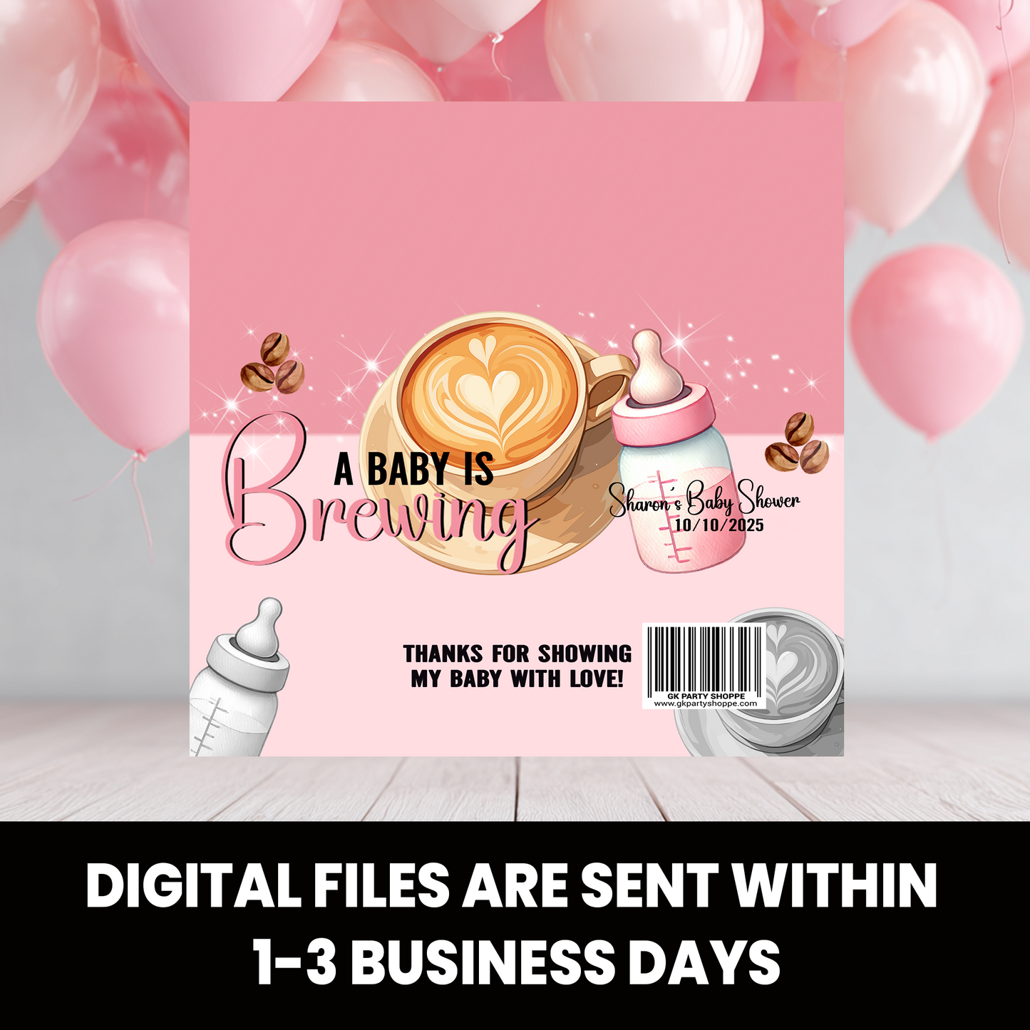 A Baby Is Brewing | Chocolate Candy Bar Wrapper | Baby Shower Theme | Digital or Print & Ship