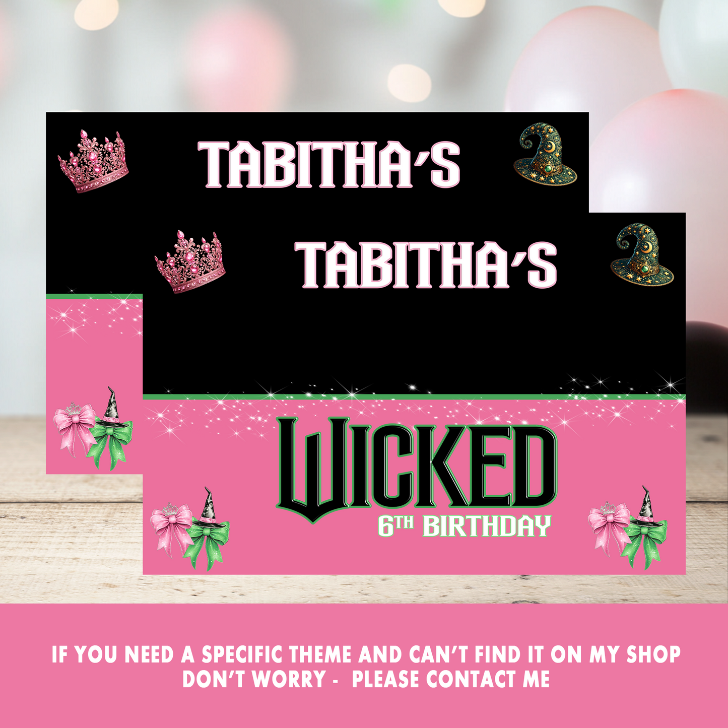 Wickedly Sweet! Pink & Green Party Sunglasses Card | Wicked Witch Party Favor | Digital Birthday Party Favor | Fun Birthday Shades