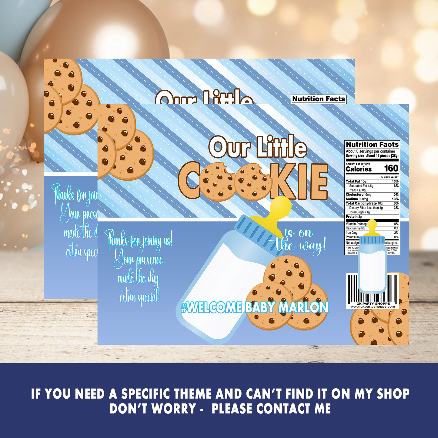 Our Little Cookie | Chip Bag Wrapper | Baby Shower Theme | Digital or Print & Ship