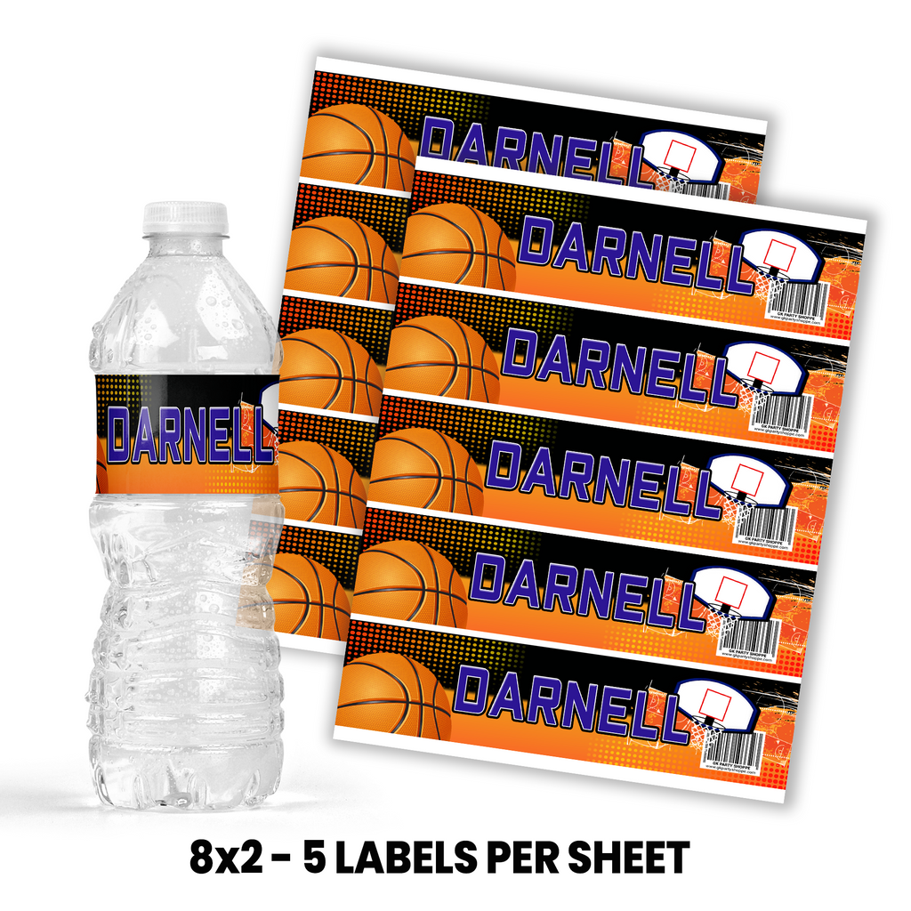 Basketball Theme | Water Bottle Wrapper Party Favor | Sports Birthday Party | Digital + Print Option