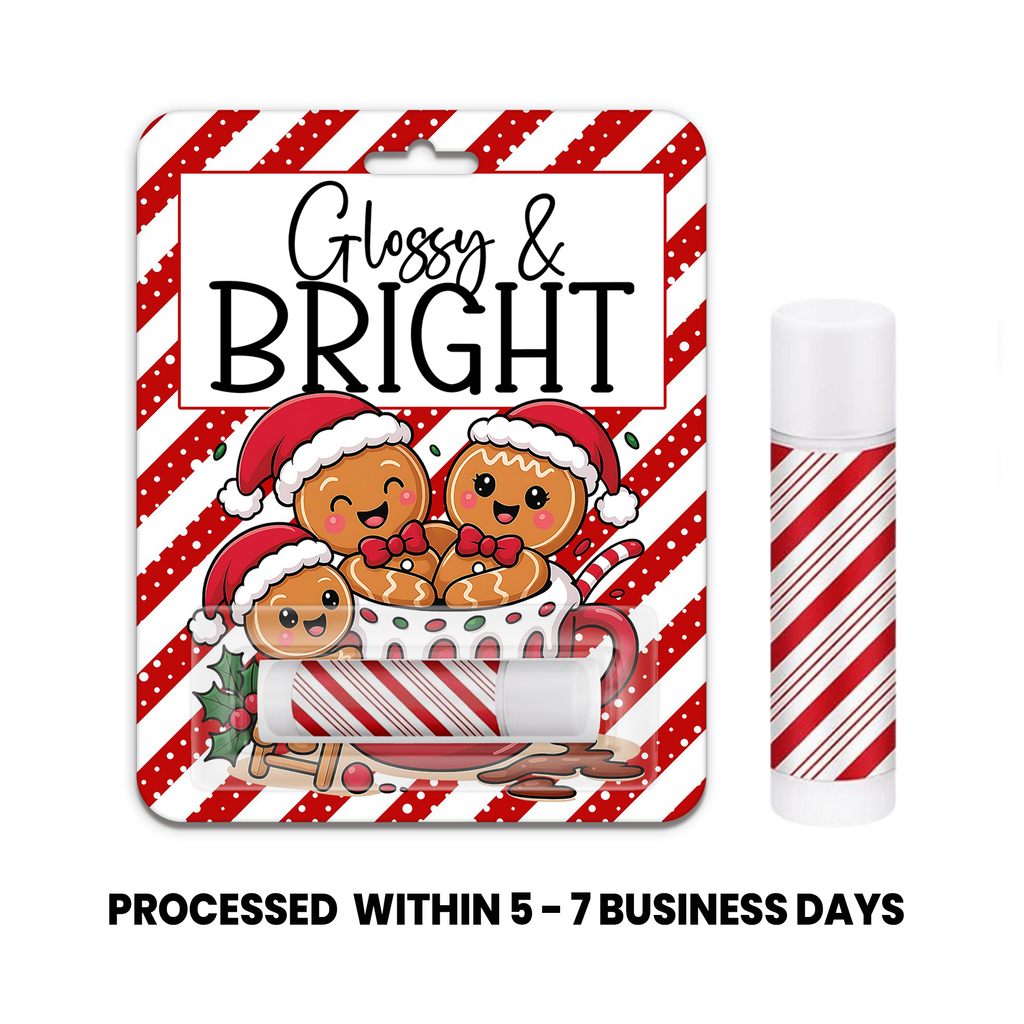 Glossy & Bright Christmas Lip Balm | Holiday Party Favor | Stocking Stuffer  | Kids Party Favors