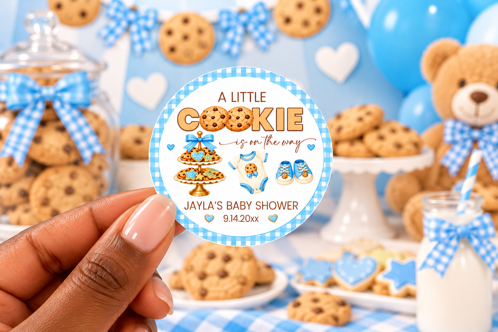 A Little Cookie Is On The Way Stickers | Personalized Baby Shower Labels