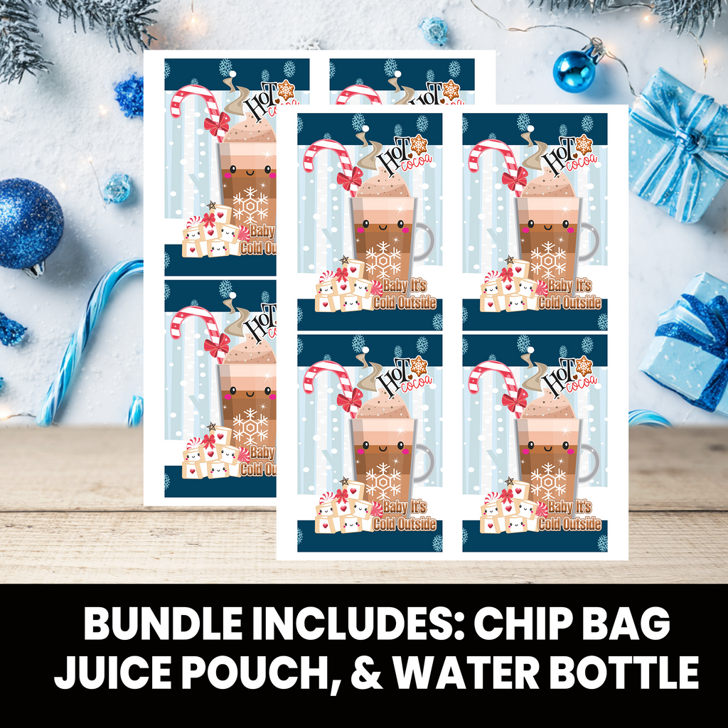 Christmas Bundle | Christmas Chip Bag, Juice Pouch, and Water Bottle Wrapper | INSTANT DOWNLOAD