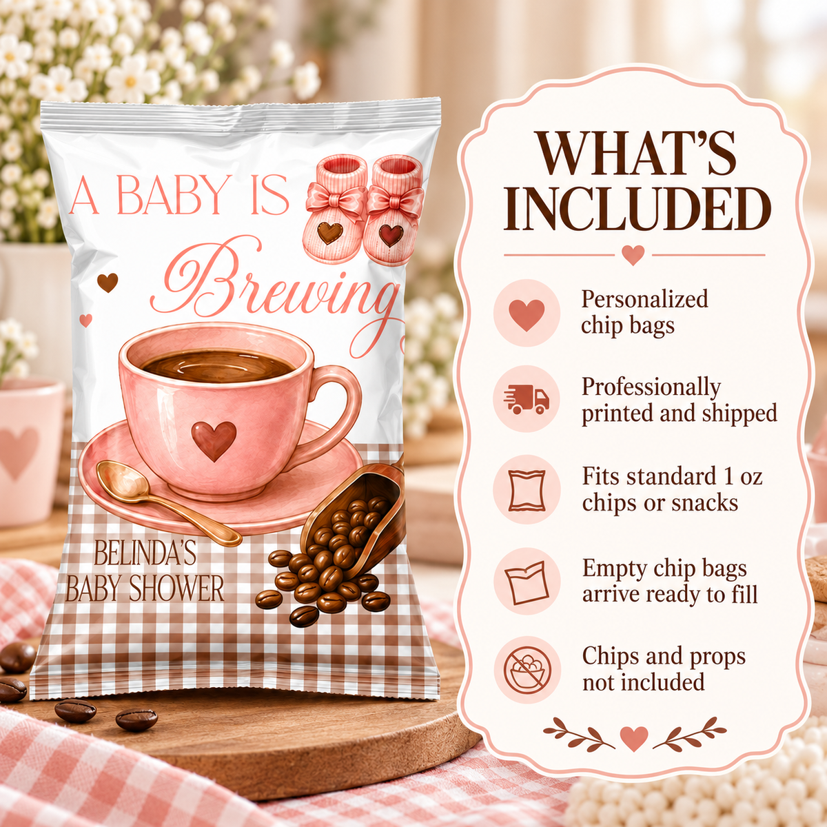 A Baby Is Brewing Chip Bag Wrappers | Baby Shower Theme Party Favors