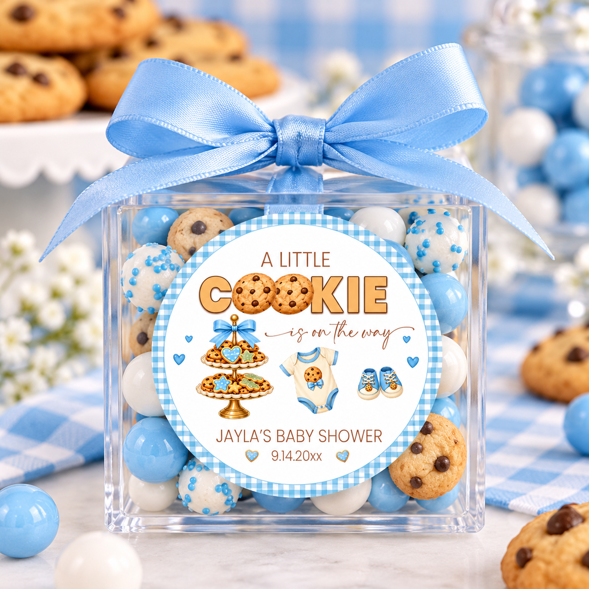 A Little Cookie Is On The Way Stickers | Personalized Baby Shower Labels