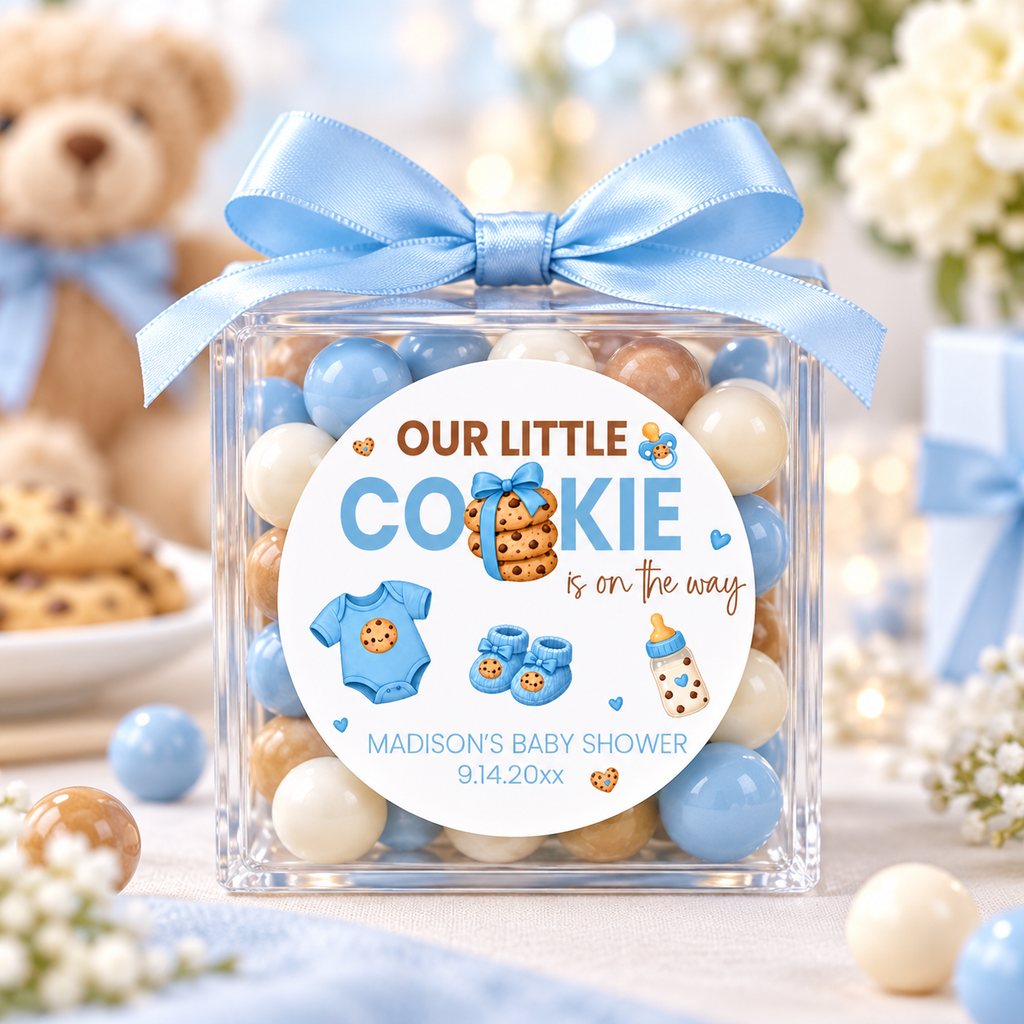 Our Little Cookie Baby Shower Stickers | Personalized Cookie Theme Party Favor Labels