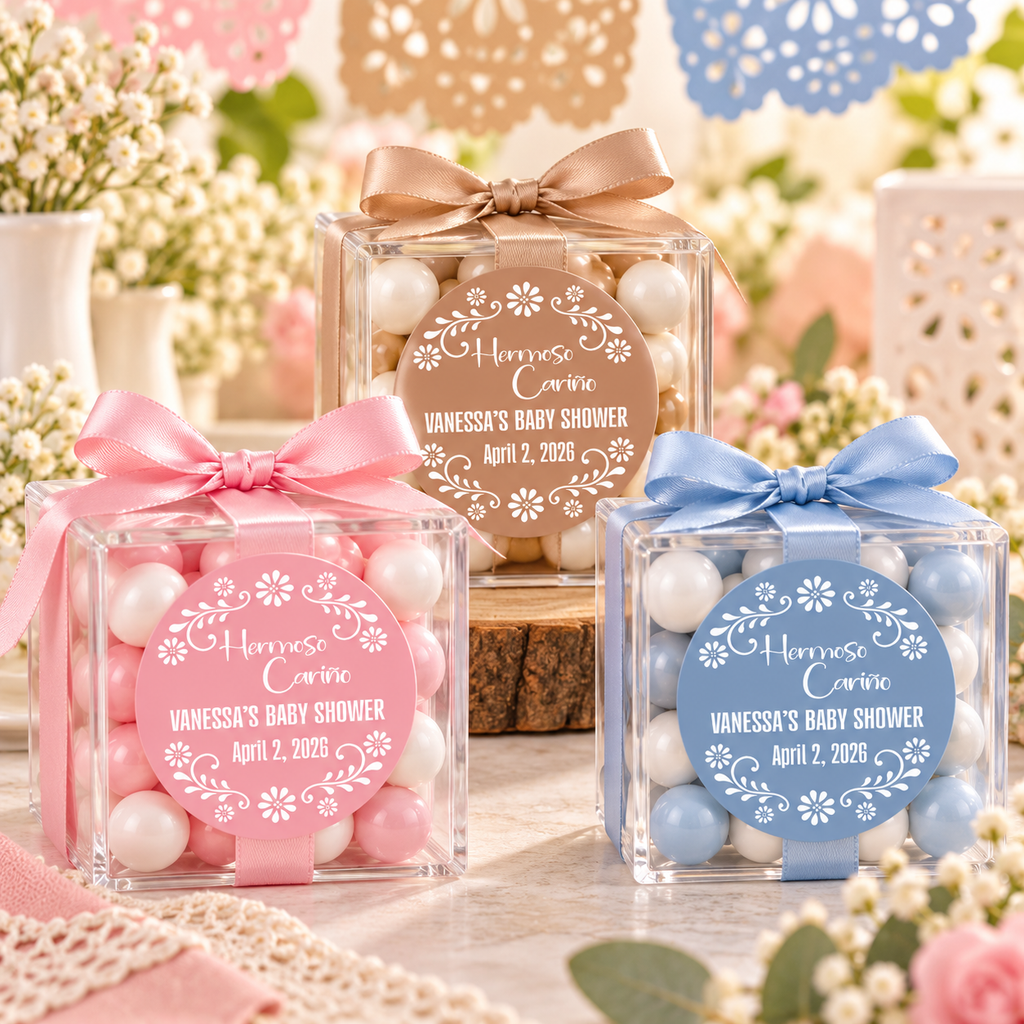Hermoso Cariño Baby Shower Stickers | Personalized Fiesta Themed Party Favor Labels
