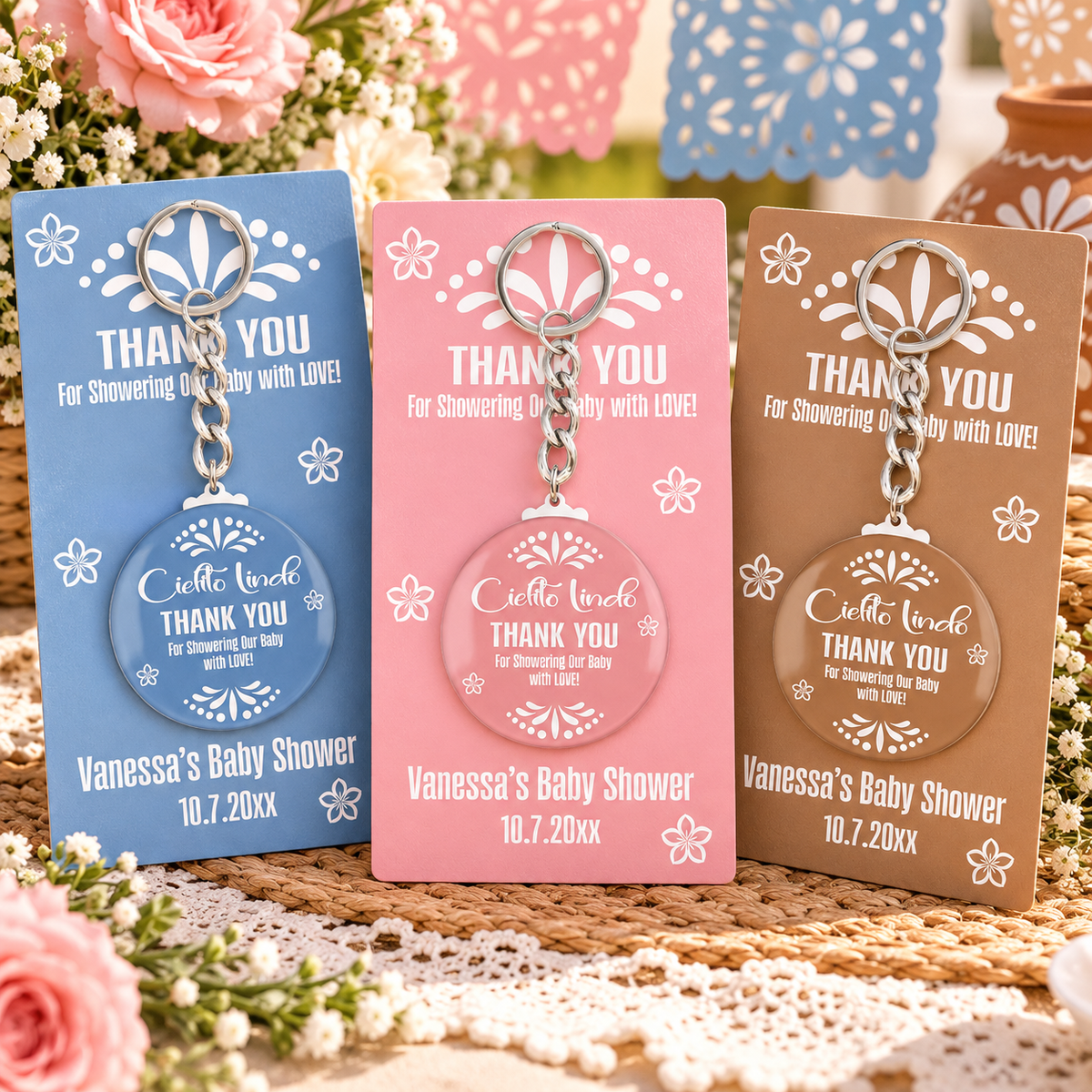 Cielito Lindo Keychain Favors | Personalized Baby Shower Keepsake