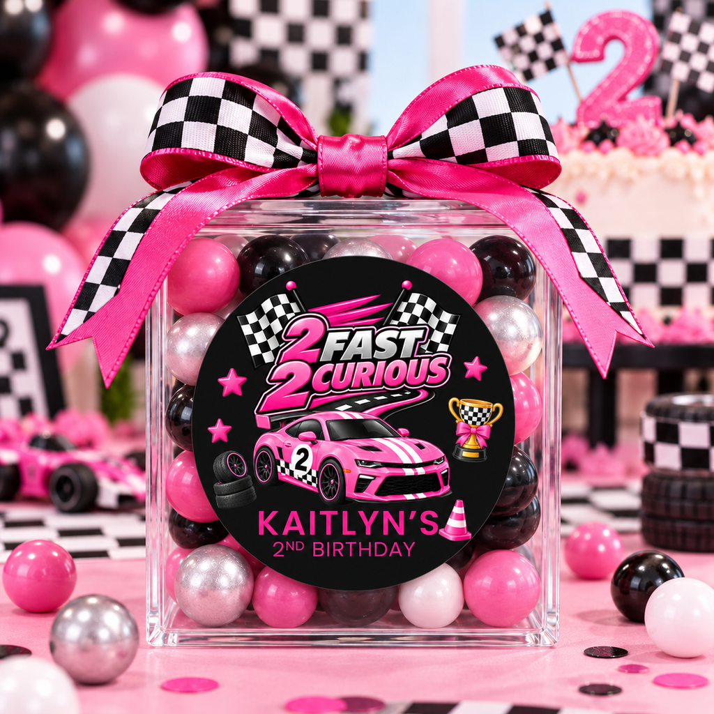 2 Fast 2 Curious Race Car Stickers | Personalized 2nd Birthday Labels