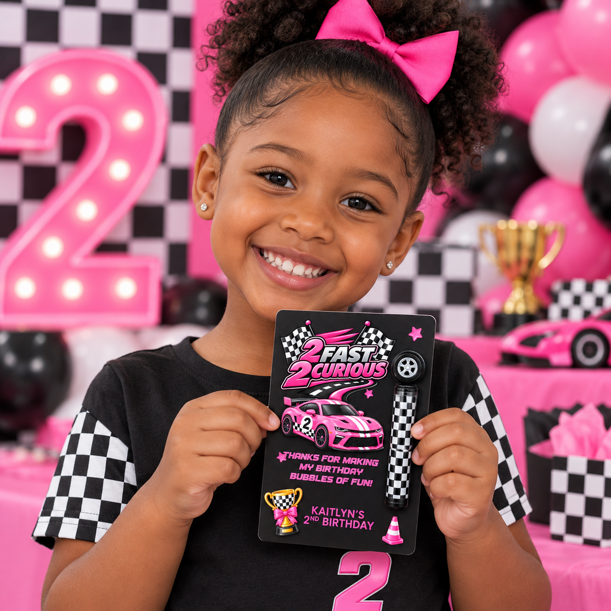 2 Fast 2 Curious Mini Bubble Wand Party Favor | Personalized Race Car 2nd Birthday