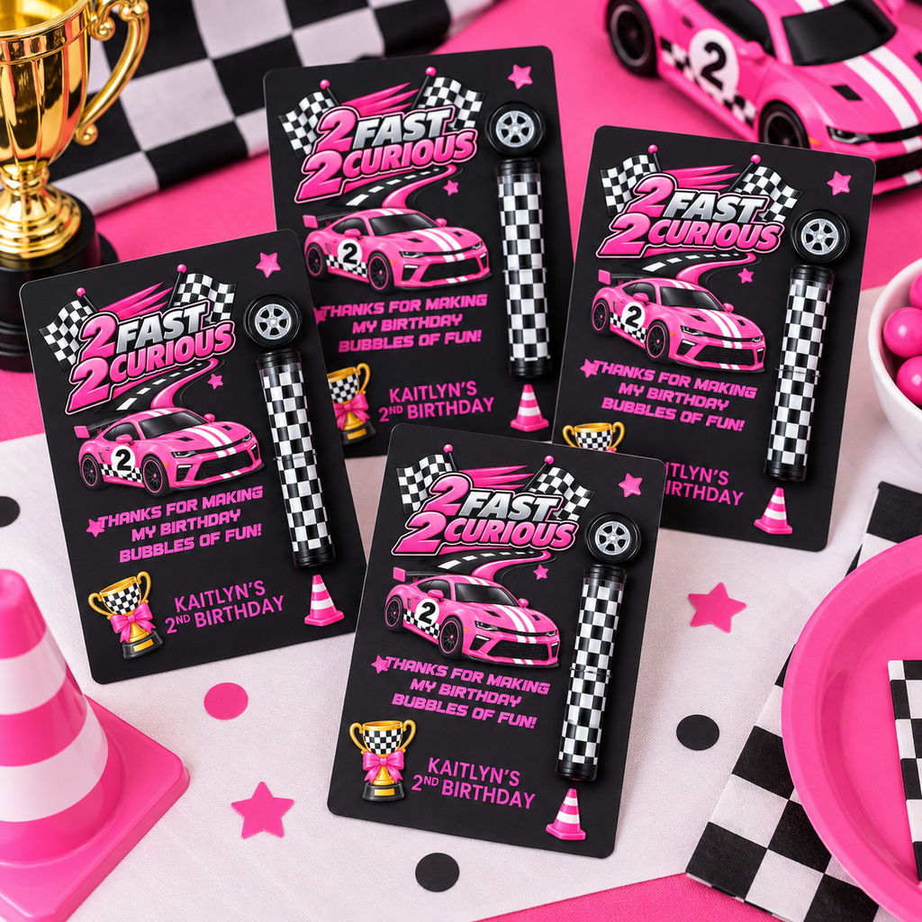 2 Fast 2 Curious Mini Bubble Wand Party Favor | Personalized Race Car 2nd Birthday