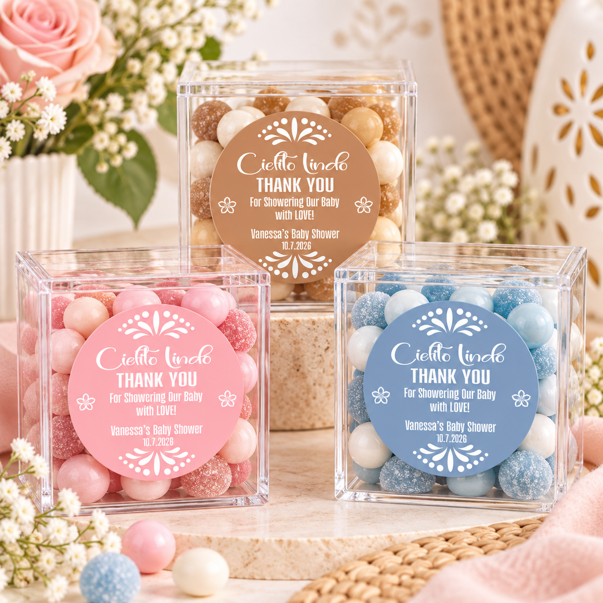Cielito Lindo Baby Shower Stickers | Personalized Fiesta Party Favor Labels