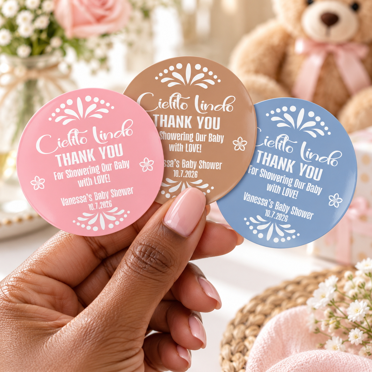 Cielito Lindo Baby Shower Stickers | Personalized Fiesta Party Favor Labels