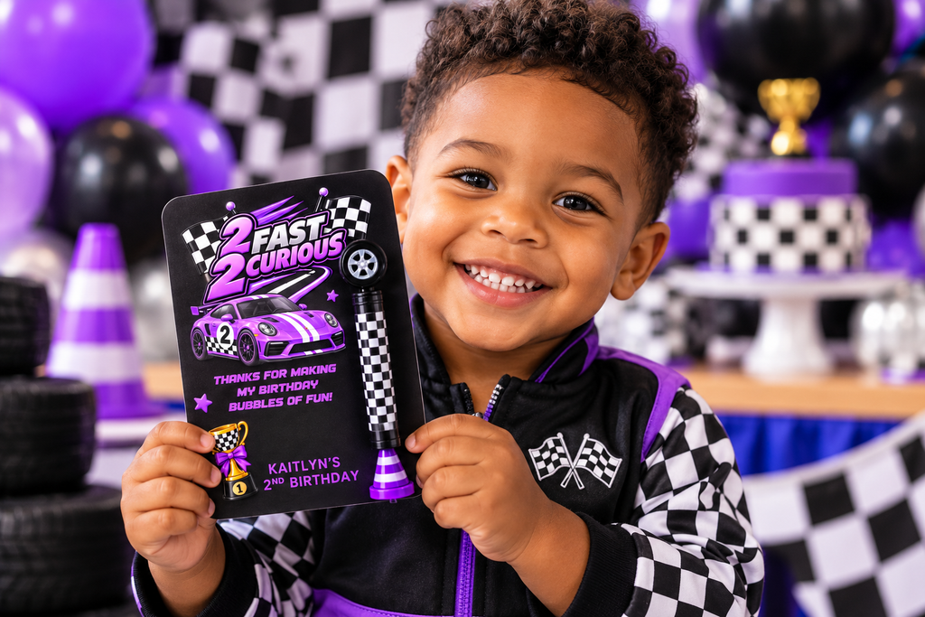 2 Fast 2 Curious Mini Bubble Wand Party Favor | Personalized Race Car 2nd Birthday