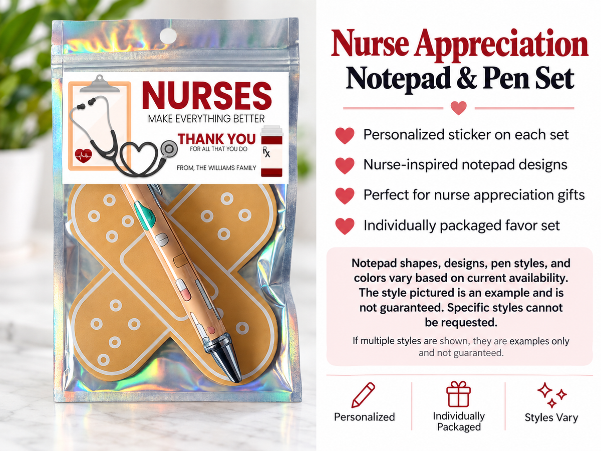 Nurse Notepad and Pen Set | Medical Office Appreciation Favor | Personalized Healthcare Gift