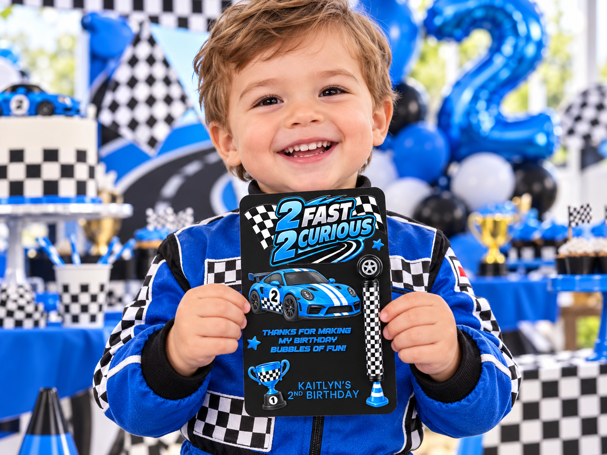 2 Fast 2 Curious Mini Bubble Wand Party Favor | Personalized Race Car 2nd Birthday