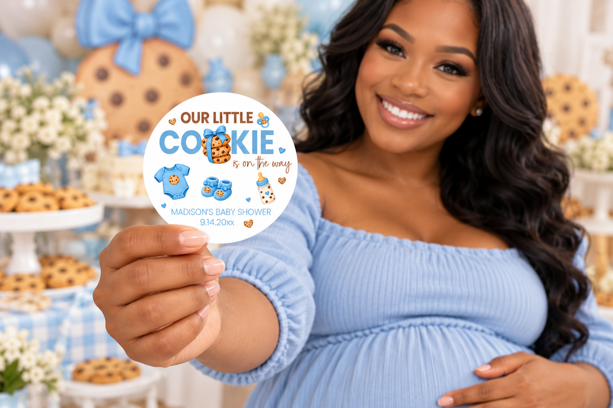 Our Little Cookie Baby Shower Stickers | Personalized Cookie Theme Party Favor Labels