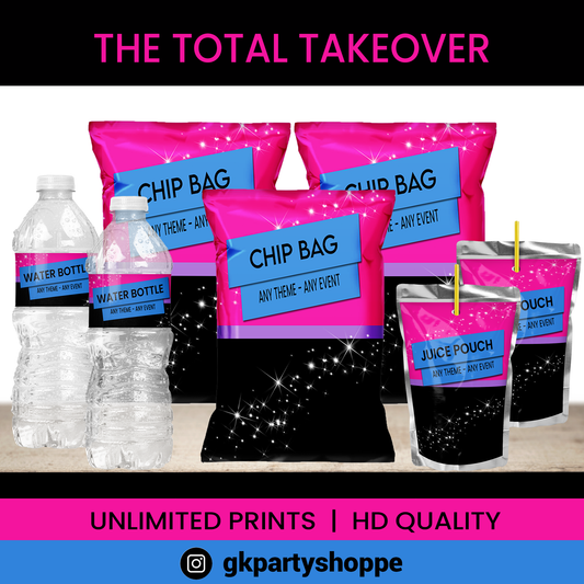 Party Your Way! The Total Takeover | Custom Digital Party Design | Personalized Theme Wrappers & Labels | 3-4 Favors