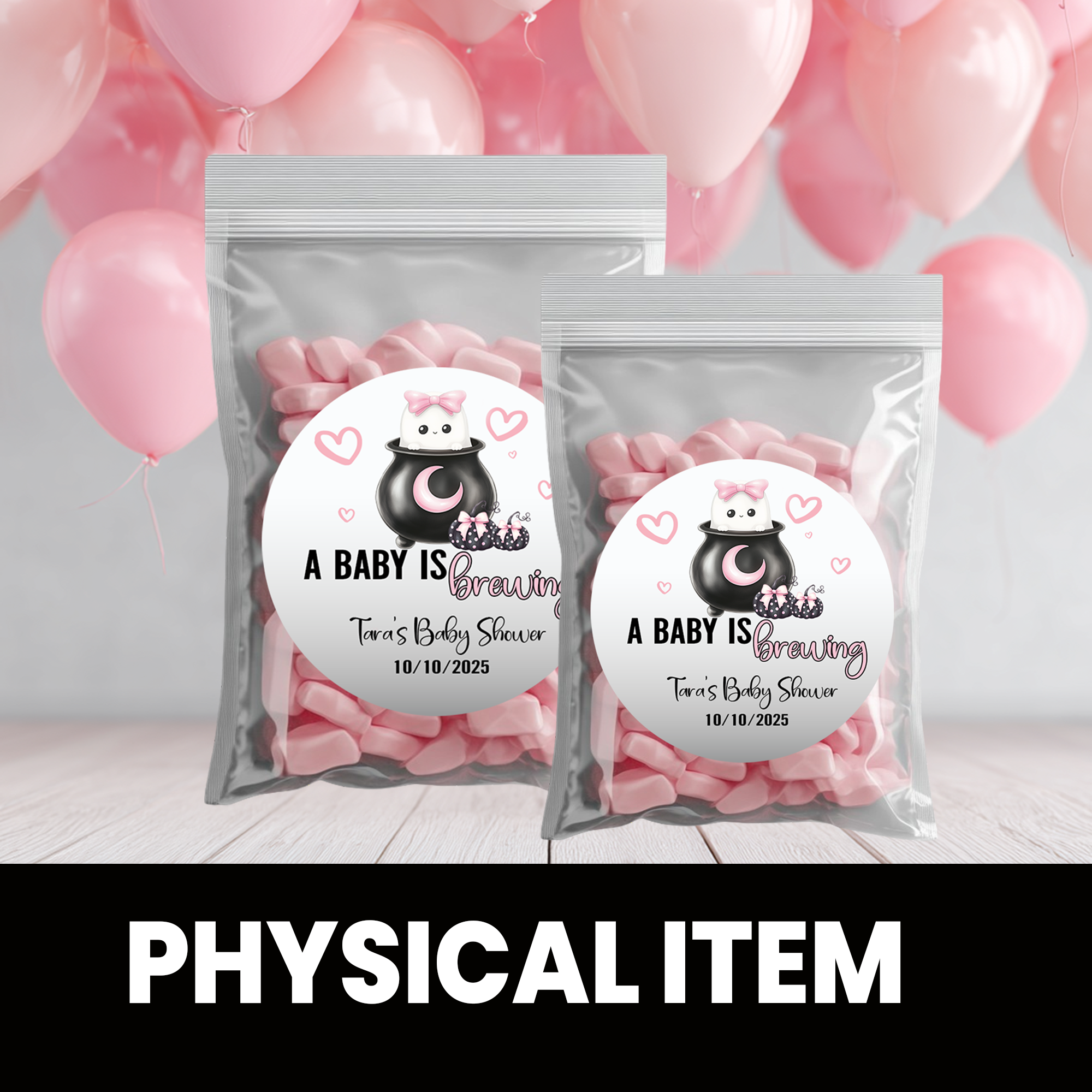 A Baby Is Brewing Circle Party Favor Stickers | Baby Shower Stickers | Printed-Only