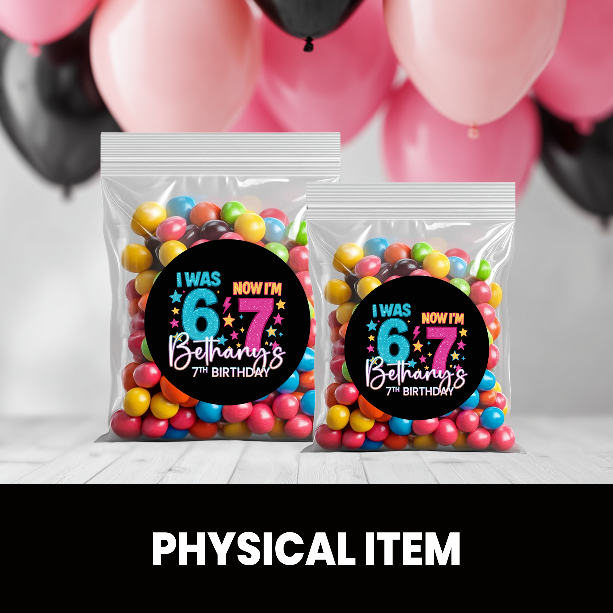 Six Seven (6/7) Birthday Sticker | Personalized Die-Cut Sticker | Birthday Favor Label