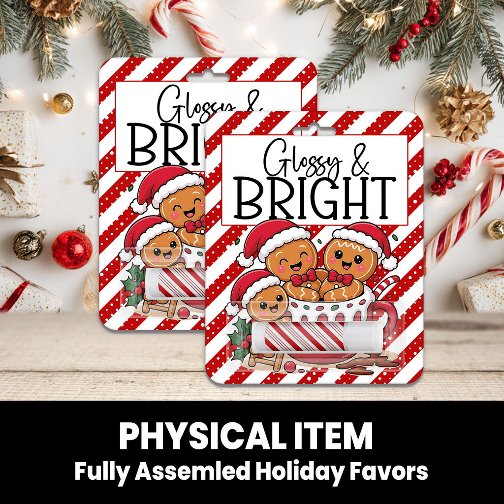 Glossy & Bright Christmas Lip Balm | Holiday Party Favor | Stocking Stuffer  | Kids Party Favors