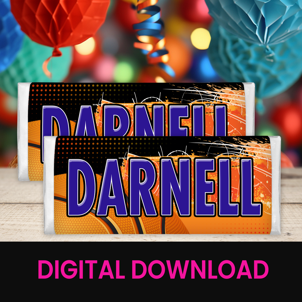 Basketball Theme | Chocolate Candy Bar Wrapper | Sports Birthday Party Favor | Digital + Print Option