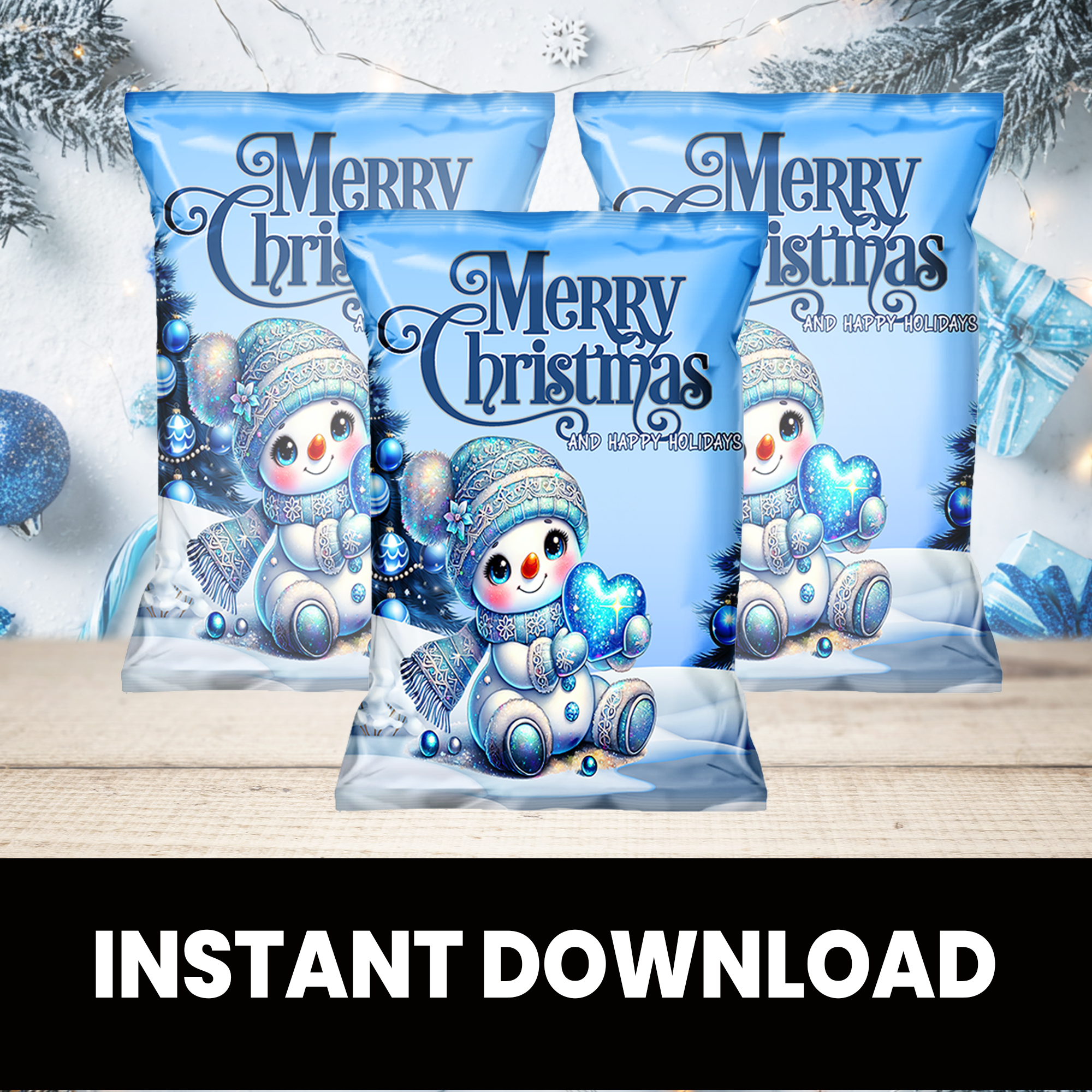 Chip Bag Wrapper | Christmas Party Treat | Adorable Chip Bag Christmas Party Favors | Party Chip Bag Wrapper | INSTANT DOWNLOAD
