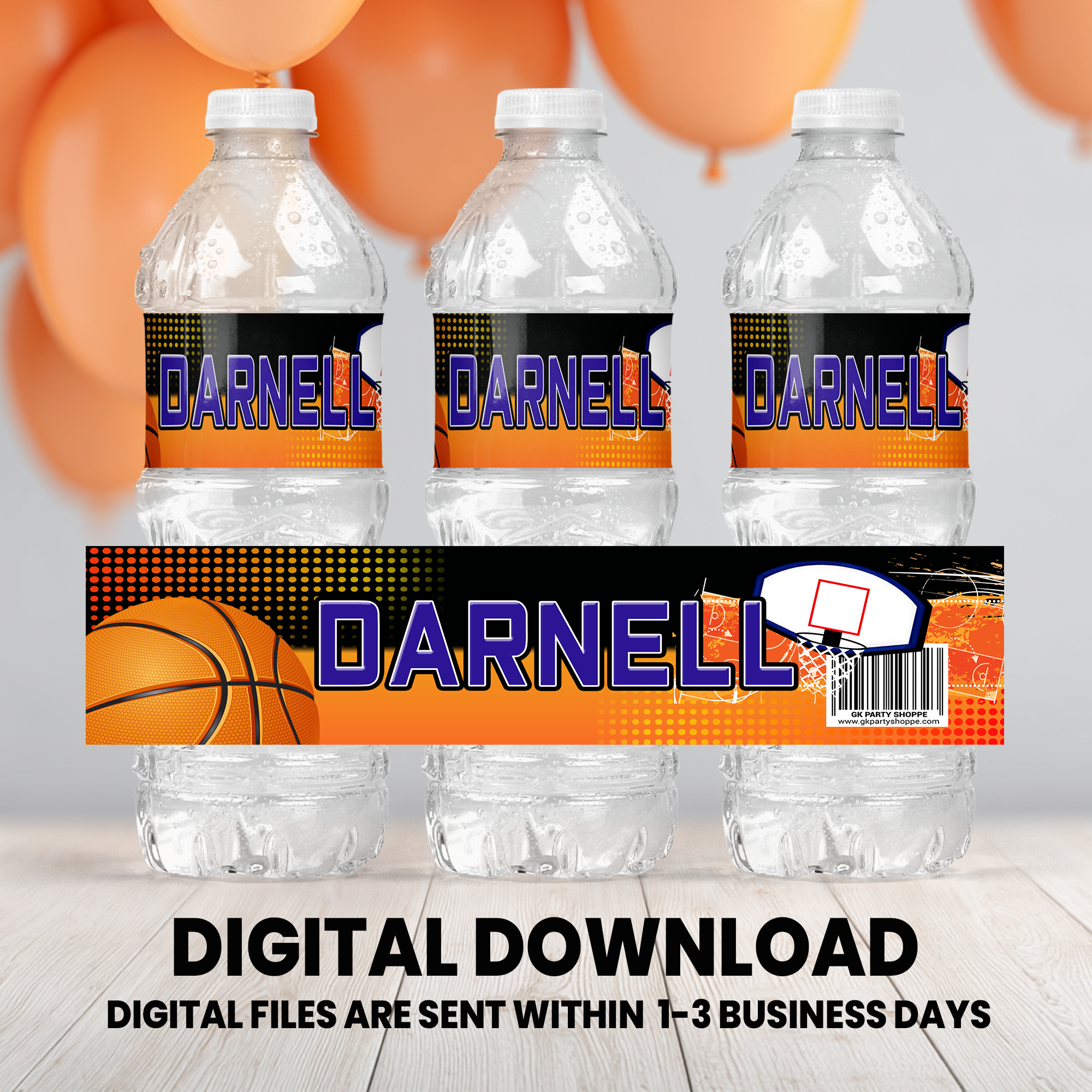 Basketball Theme | Water Bottle Wrapper Party Favor | Sports Birthday Party | Digital + Print Option