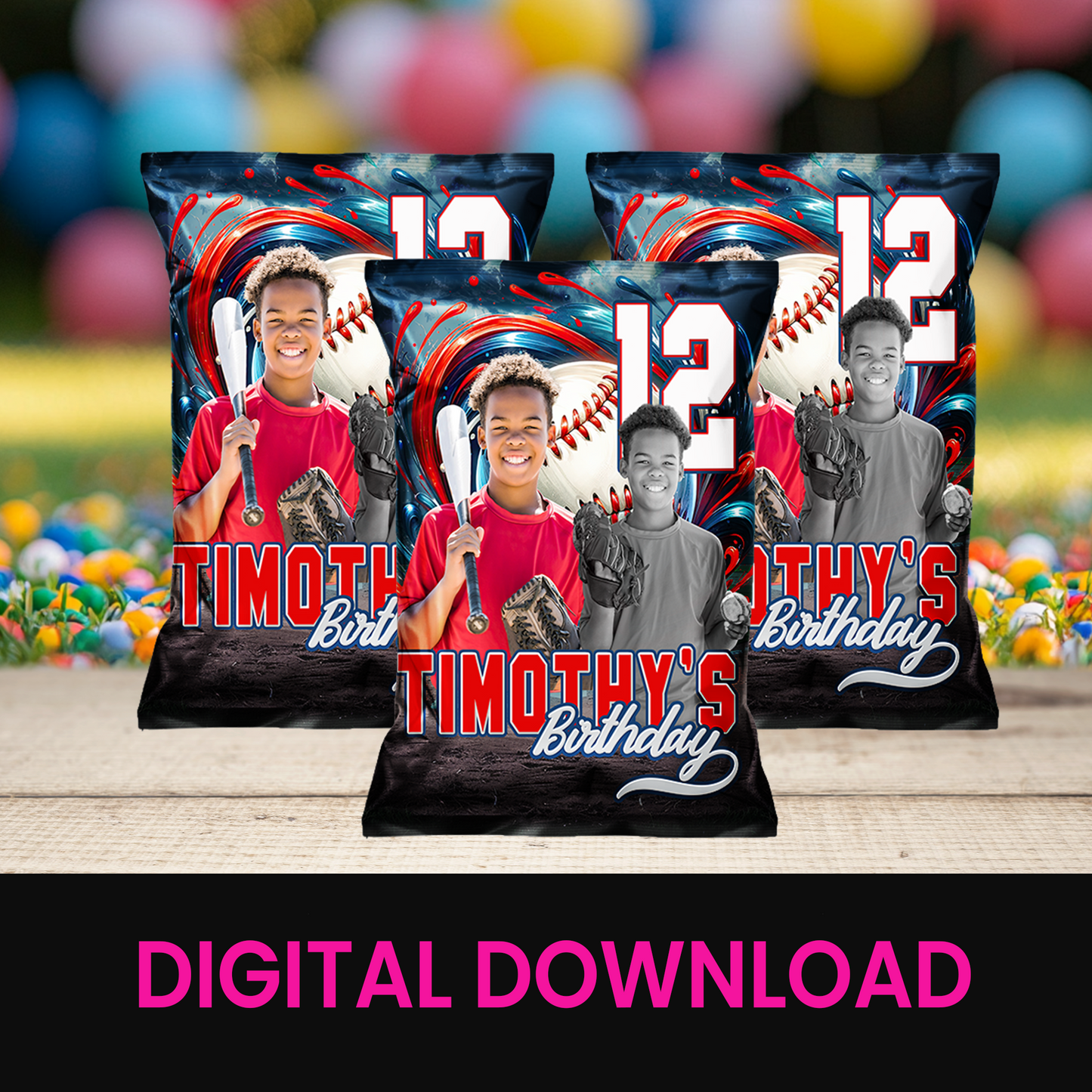 A Grand Slam Celebration! | Party Favor Wrappers & Labels | Baseball Chip Bag | Birthday Party Favor | Birthday Digital Favor