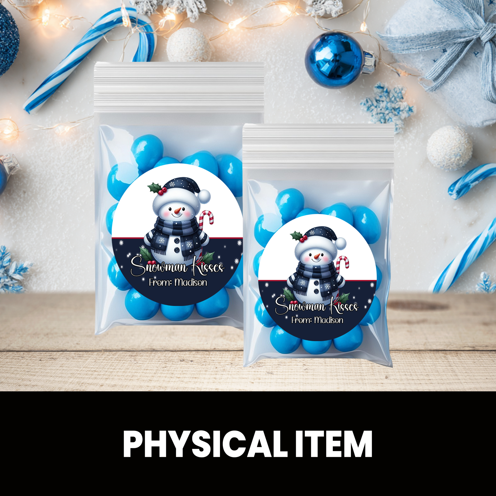 Snowman Christmas Stickers | Personalized 2.5-Inch Circle Stickers | Customized Christmas Stickers | Party Favor Labels