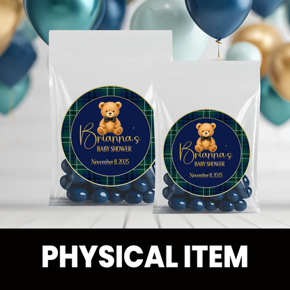 Elegant Teddy Bear Baby Shower | Personalized 2.5-Inch Stickers | Printed Party Favor Labels
