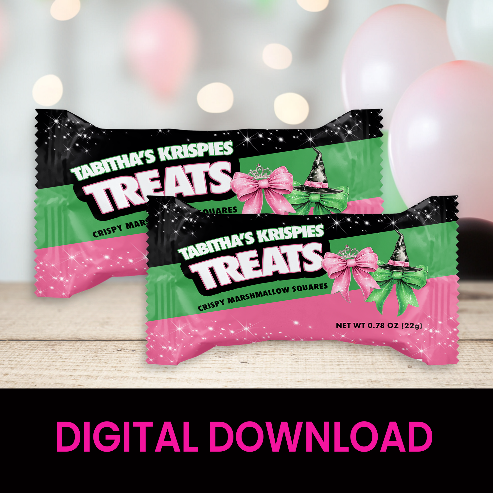 Wicked Inspired | Marshmallow Crispy Treat Wrapper | Custom Party Favor | Birthday Party Favor