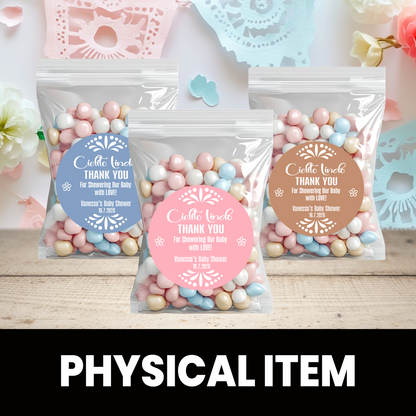 Cielito Lindo Baby Shower Stickers | Personalized Baby Shower Party Favors | 2.5 Inch Circle Stickers