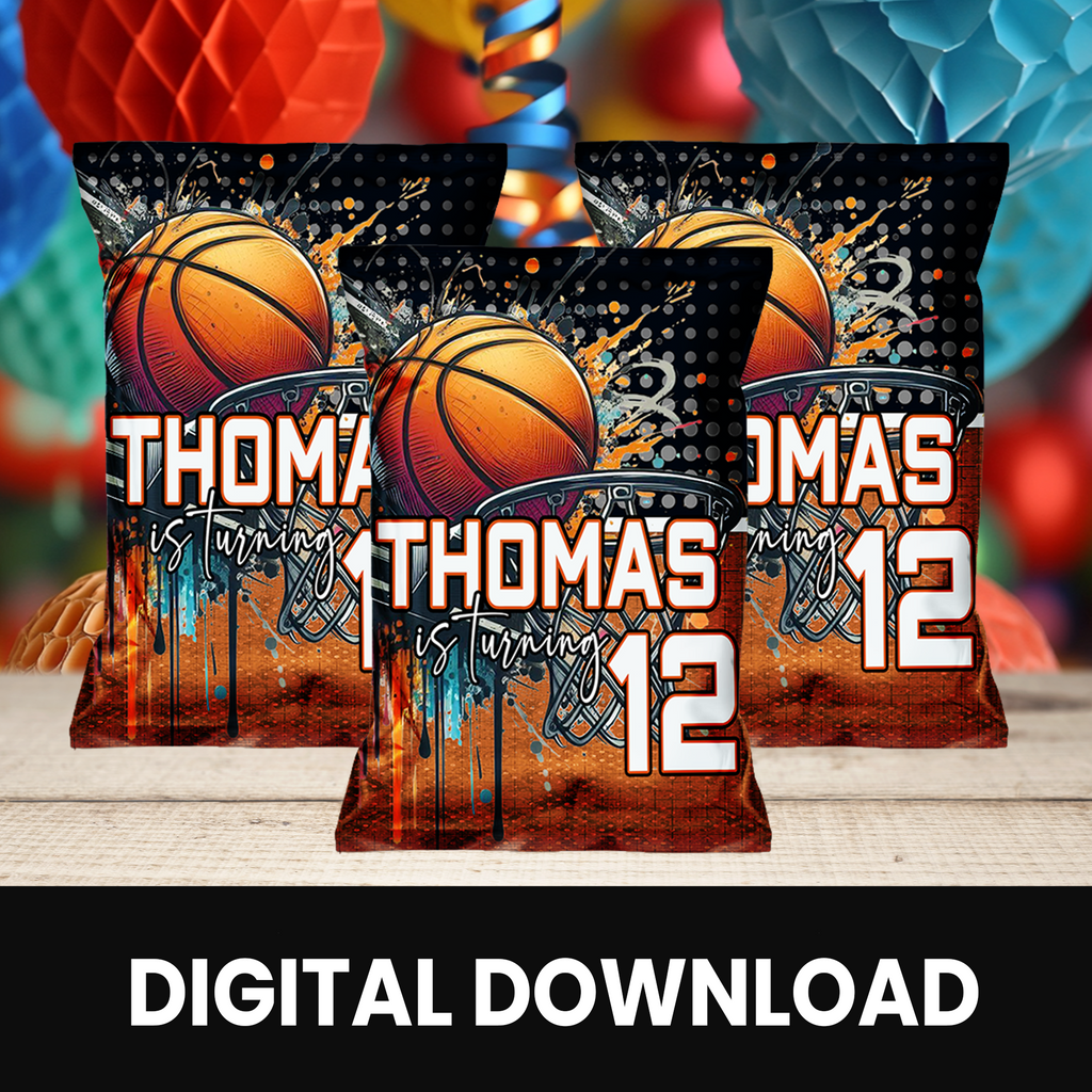 Basketball Theme | Chip Bag Wrapper Party Favor | Sports Birthday Party | Digital + Print Option