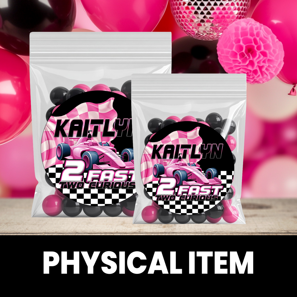 2 Fast 2 Curious Theme | Die-Cut Party Favor Sticker | Racing Birthday Sticker