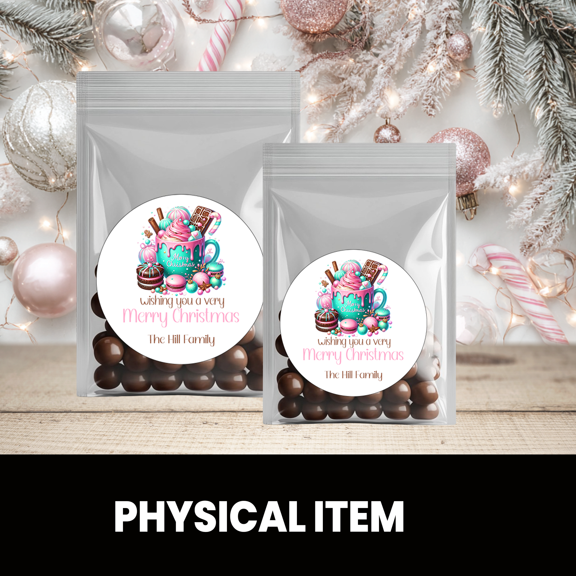 Christmas Stickers | Personalized 2.5-Inch Circle Stickers | Customized Christmas Stickers | Party Favor Labels