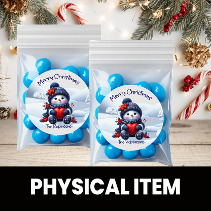 Snowman Christmas Stickers | Personalized 2.5-Inch Circle Stickers | Customized Christmas Stickers | Party Favor Labels