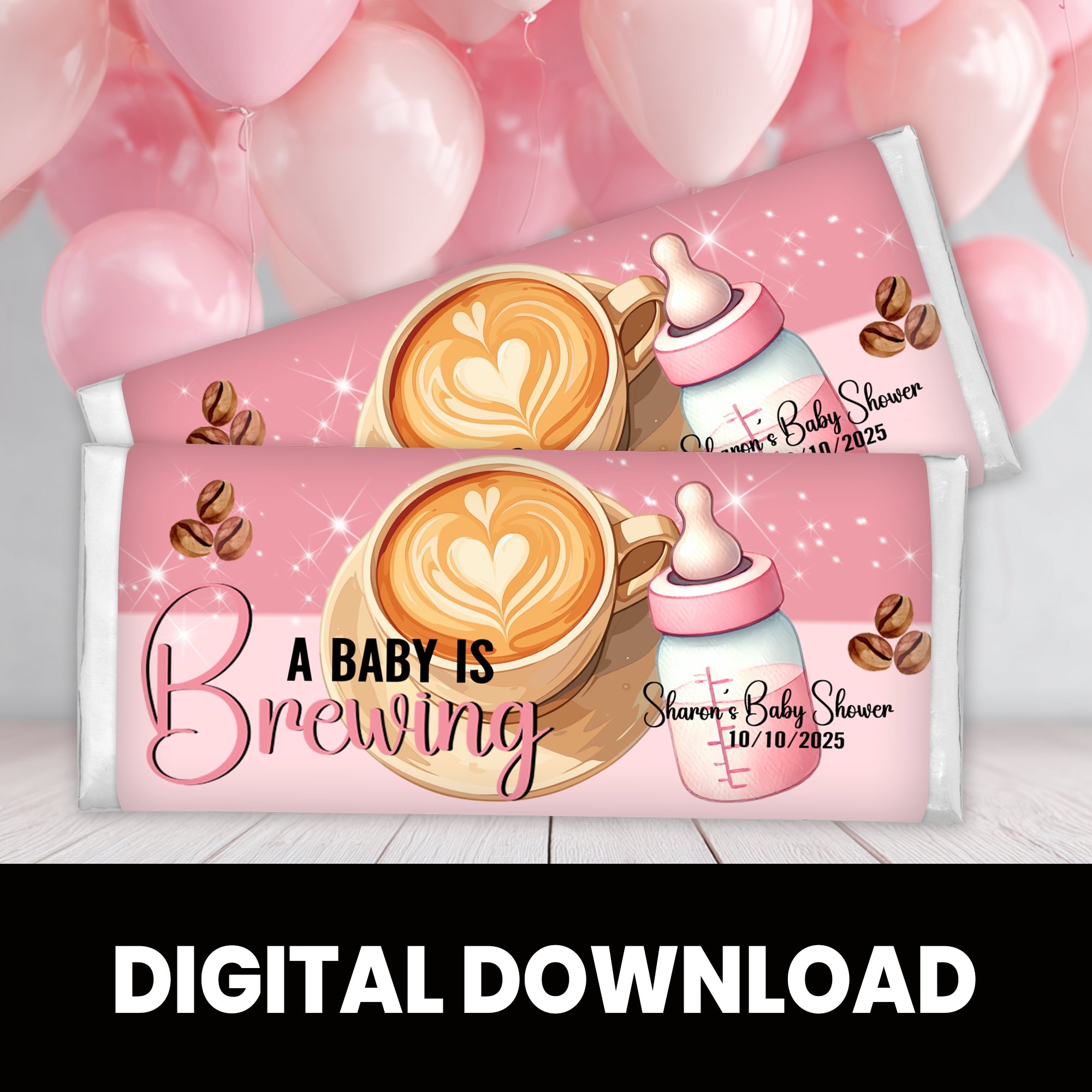 A Baby Is Brewing | Chocolate Candy Bar Wrapper | Baby Shower Theme | Digital or Print & Ship