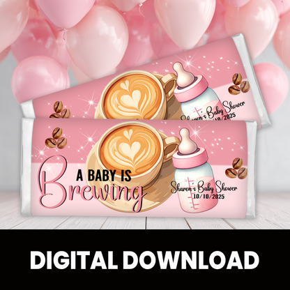 A Baby Is Brewing | Chocolate Candy Bar Wrapper | Baby Shower Theme | Digital or Print & Ship