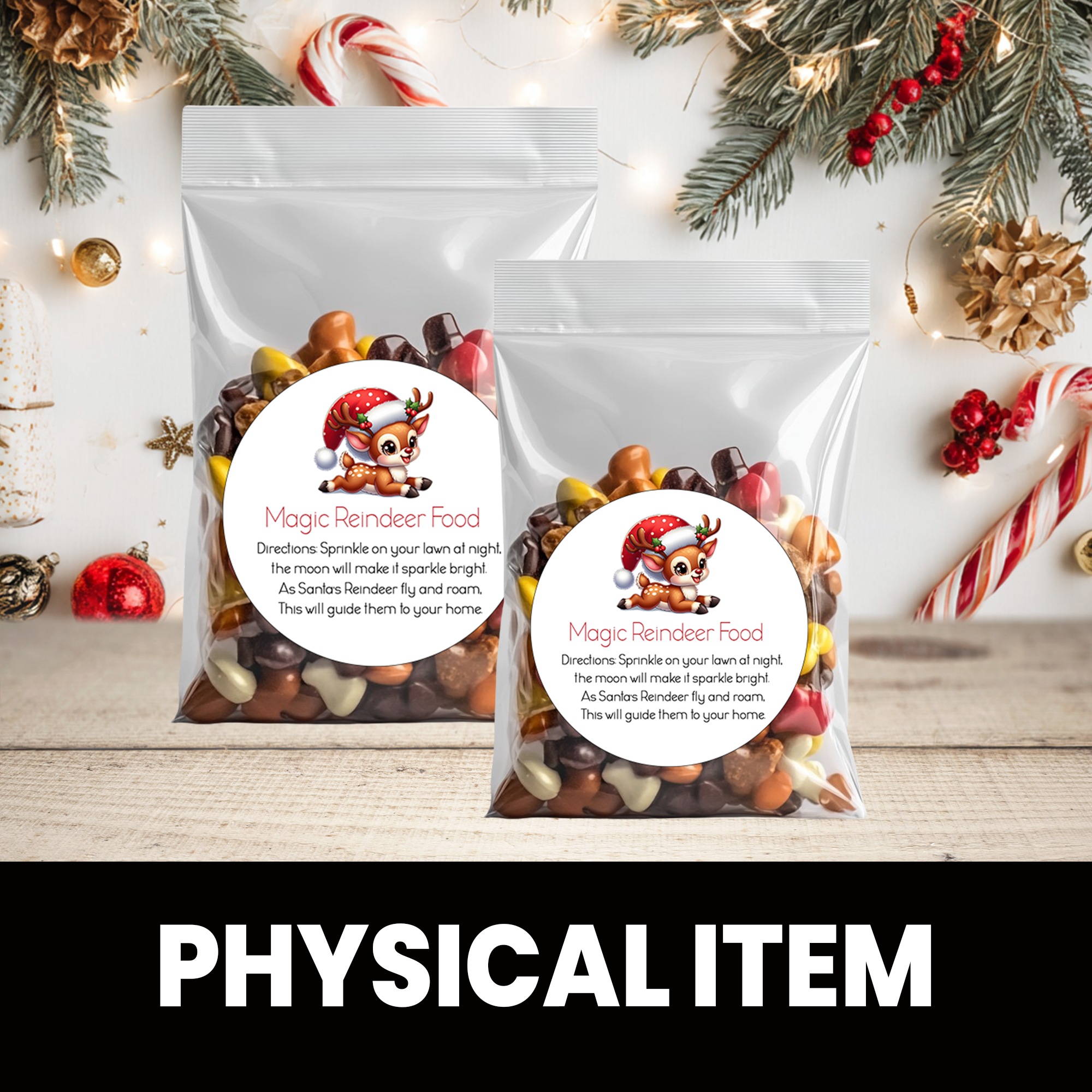 Reindeer Food Stickers | Circle Stickers 2.5-Inch | Christmas Stickers | Party Favor Labels