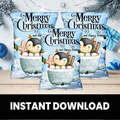 Chip Bag Wrapper | Christmas Party Treat | Adorable Chip Bag Christmas Party Favors | Party Chip Bag Wrapper | INSTANT DOWNLOAD