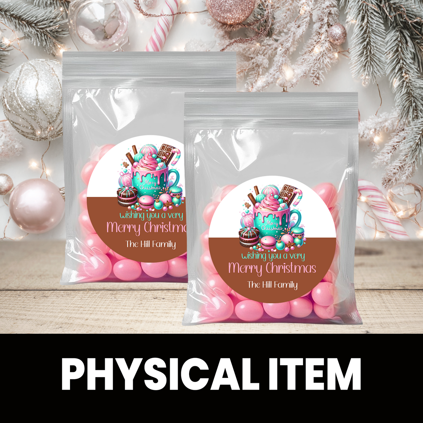 Christmas Stickers | Personalized 2.5-Inch Circle Stickers | Customized Christmas Stickers | Party Favor Labels