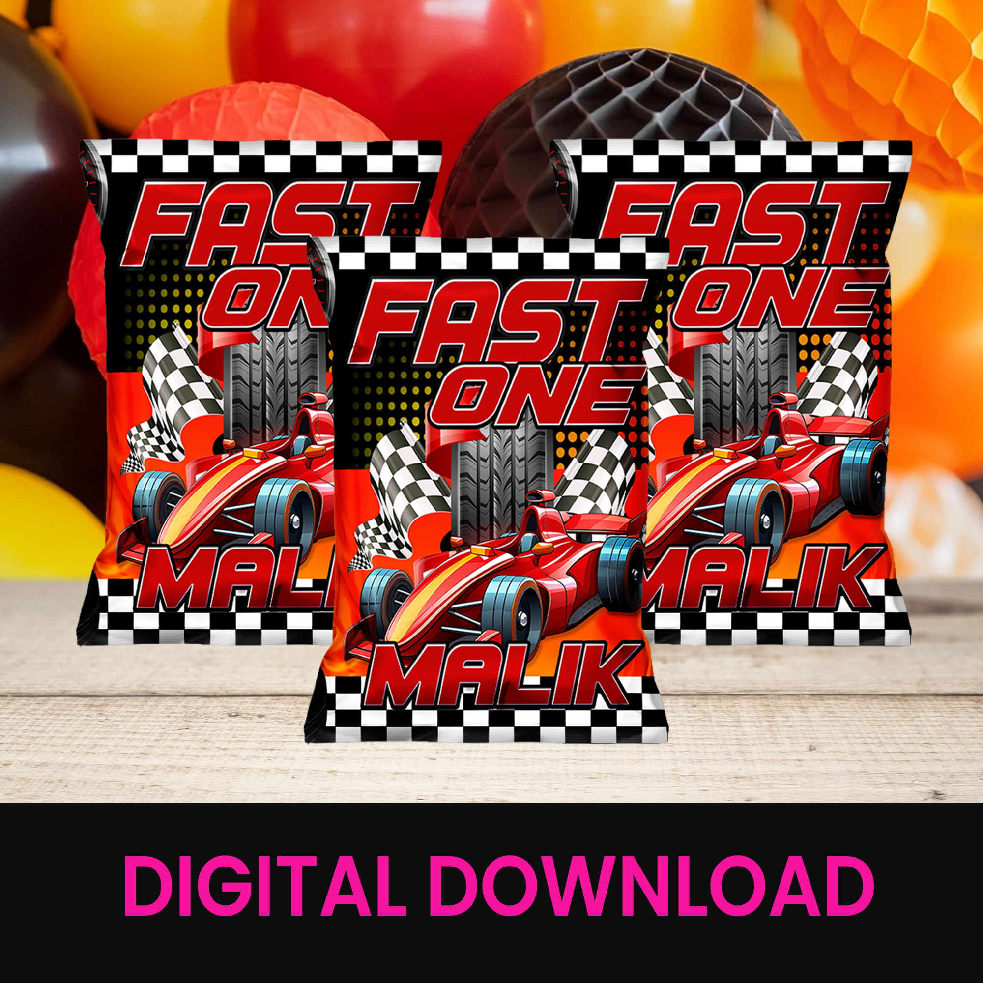 The Fast One is Here! | Race Car Party Favor Wrappers or Labels | 1st Birthday Printable | Digital & Print Options
