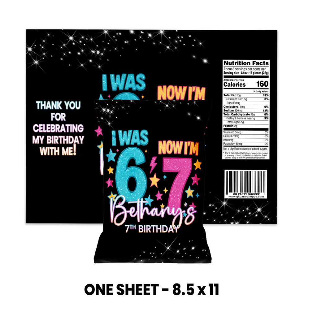 Six Seven Theme | Chip Bag Wrapper Party Favor | Birthday Party Theme | Digital + Print Option