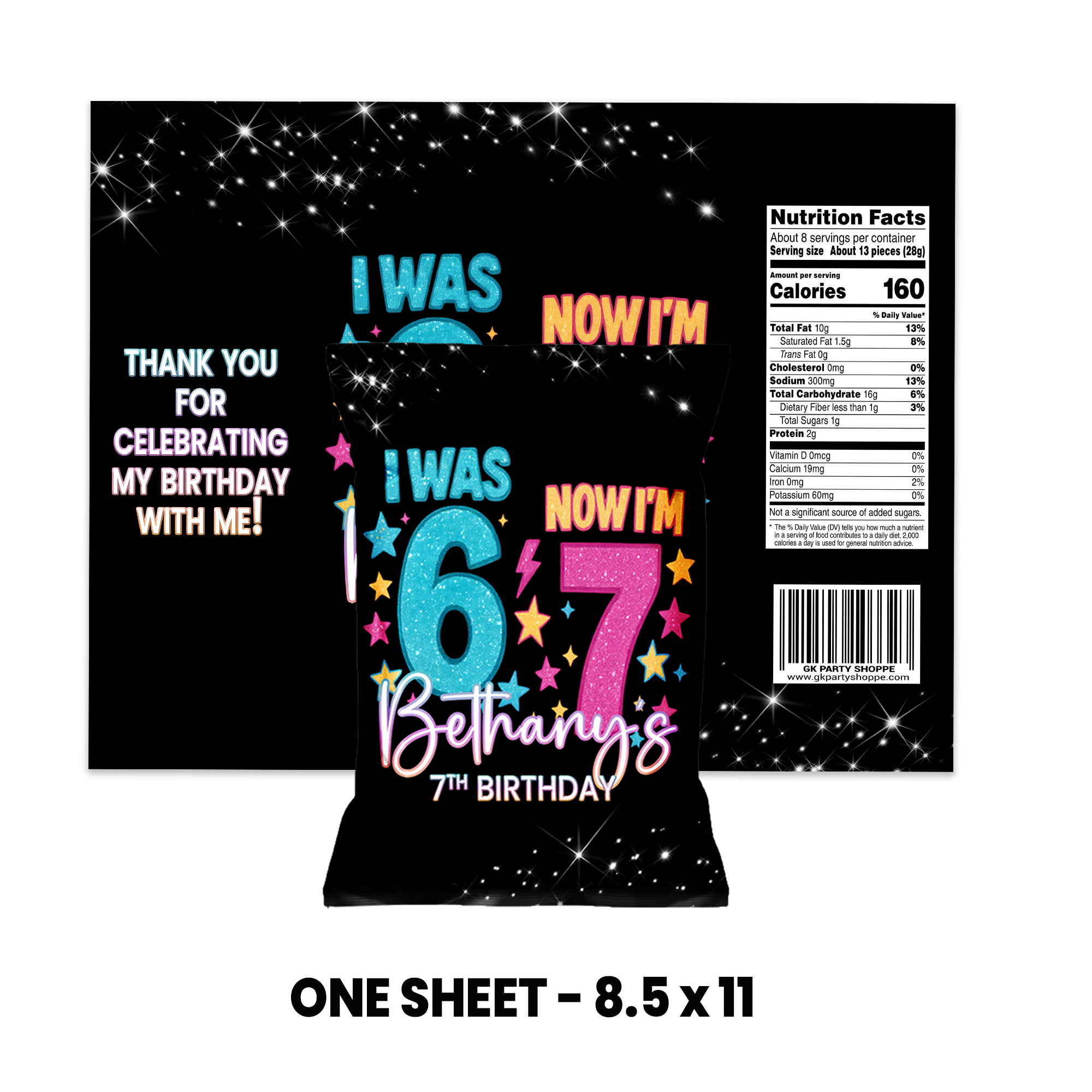 Six Seven Theme | Chip Bag Wrapper Party Favor | Birthday Party Theme | Digital + Print Option